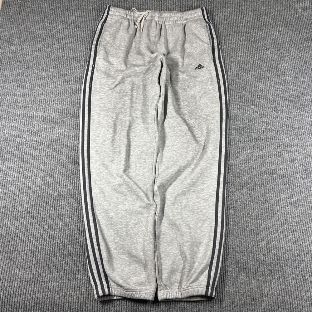 Vintage Adidas Sweatpants Men's XL Gray 3 Stripe Fleece Loungewear Streetwear